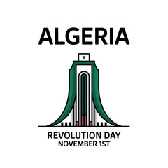 Algeria Revolution Day with National Flag and Monument Design