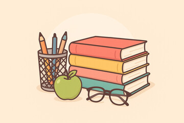 A vibrant and organized workspace with study materials displayed