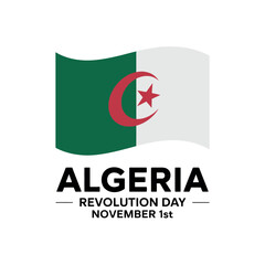 Algeria Revolution Day Flag with November 1st Date Illustration