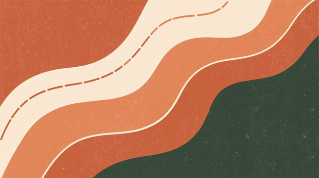 Ai generate, Organic and Geometric Abstract Design &ndash; Mid-Century Modern Poster Illustration