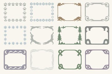Set of Decorative Snow Leopard Inspired Frames with Wildlife and Mountain Themes