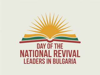 Day of National Revival Leaders in Bulgaria with Open Book and Sun Graphic