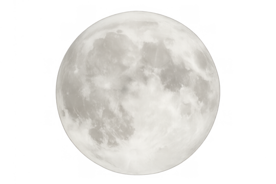Full moon glowing brightly, showing craters and surface details, transparent background, astronomy concept - Powered by Adobe