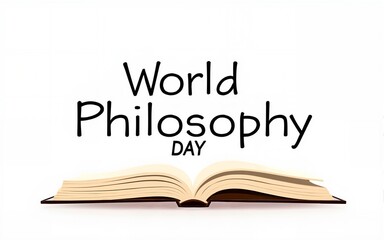 World Philosophy Day. Stack of books with open book and lettering on white background. vector illustration. High quality
