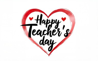 Happy Teacher's day hand sketched lettering decorated by brush hand drawn heart. Teacher's day typography concept as template for cards, posters, social media post. High quality