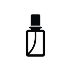 Black perfume bottle icon with curved internal line