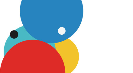 Abstract background with overlapping geometric circles in primary colors and white copy space