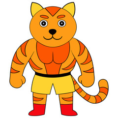 Strong Tiger Cartoon Clipart Depicting Powerful Fierce Wild Animal Character