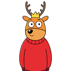 Cute Deer Character with Golden Crown Illustration