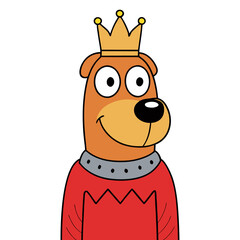 Cute Dog Character with Crown Illustration