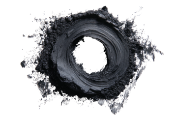 Swirled charcoal dust against a black background