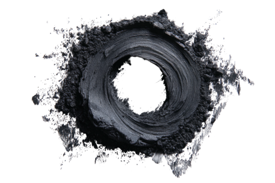 Swirled charcoal dust against a black background