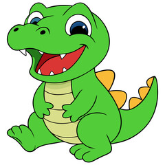 Fototapeta premium Cute Funny Dinosaur Cartoon Clipart Laughing Joyful Playful Friendly Character