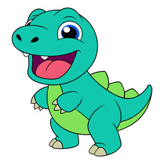 Cute T-Rex Dinosaur Cartoon Clipart Smiling Cheerful Playful Friendly Character