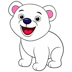 Cute Baby Polar Bear Cartoon Illustration Depicting Adorable Arctic Character
