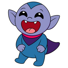 Smiling Cute Alien Cartoon Illustration Featuring Adorable Space Creature Character