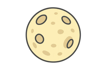 Fototapeta premium Cartoon moon with craters, illustrating space, astronomy, and celestial bodies on a transparent background
