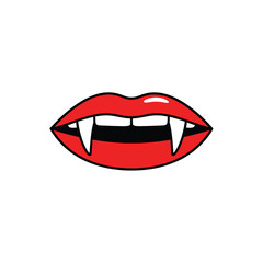 Vampire Lips with Sharp Fangs - Halloween Graphic