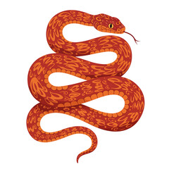 Obraz premium Detailed painting of a coiled orange snake with intricate scales and forked tongue isolated on transparent background