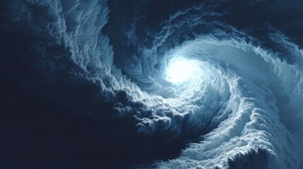 Abstract blue swirls forming tornado wind effect concept. A swirling ocean wave illuminated by soft light.