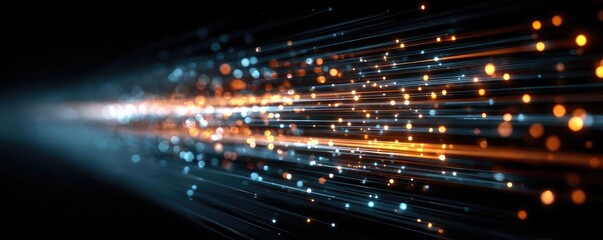 Bits of data in high speed transfer background concept. Abstract light streaks creating a futuristic digital background.