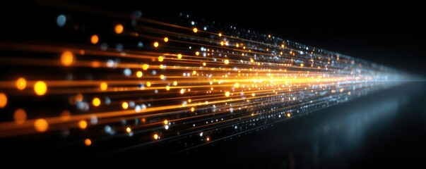 Bits of data in high speed transfer background concept. Abstract light trails showcasing dynamic energy and movement.