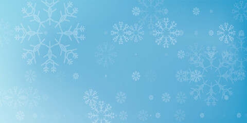 Magical heavy snow flakes backdrop. Snowstorm speck ice particles. Snowfall sky white teal blue wallpaper. Rime snowflakes february vector. Snow hurricane landscape.