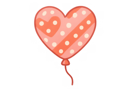 Heart shaped balloon with polka dots and stripes design, symbolizing love, celebration, and romance for valentine's day