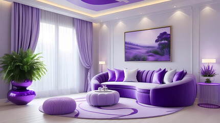 luxurious bedroom interior design in purple them.