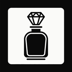 Black perfume bottle with diamond cap icon fragrance