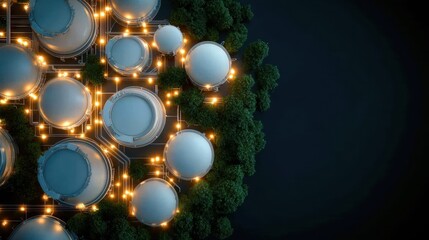 Gas Oil and gas refinery with massive machinery processing fuel resources.