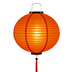 Obraz premium Glowing orange paper lantern with red tassel evokes festive asian celebrations isolated on transparent background