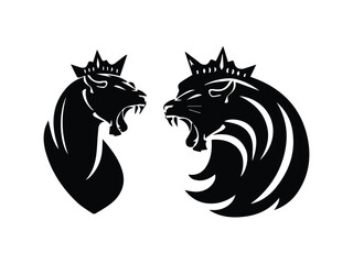 Black silhouette lion royal pair