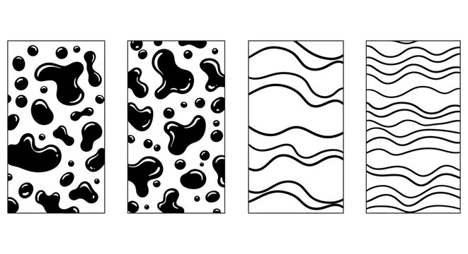 seamless patterns black ink blots and wavy line patterns graphic design elements for backgrounds textiles and wallpapers
