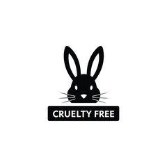 Black rabbit head with cruelty free text bunny animal