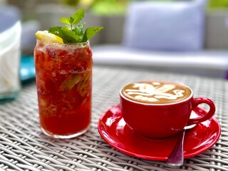 Summer punch and hot latte art