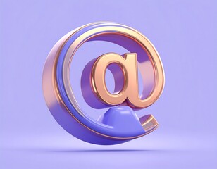 3D rendered email symbol, metallic details, on lilac backdrop