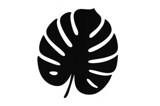 Monstera leaf silhouette tropical botanical plant icon - Powered by Adobe