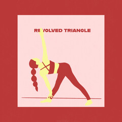 Revolved triangle yoga pose - health, fitness, wellness concept illustration