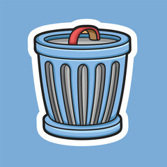trash can with white outline in isolated background