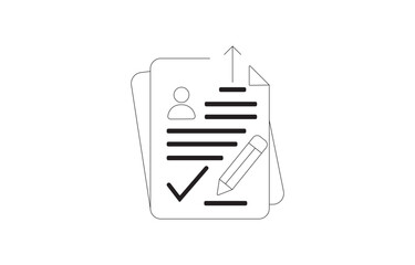Job Application Line Icon – Vector Illustration of Employment and Recruitment