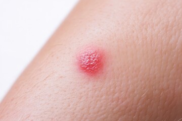 Fototapeta premium Close-up view of a circular skin rash on the arm.