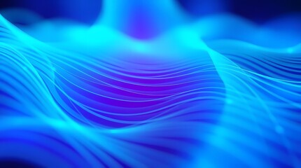 Abstract blue and purple waves with light shining through creating a flowing and dynamic background