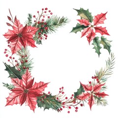 Winter flower Frame illustration watercolor christmas.