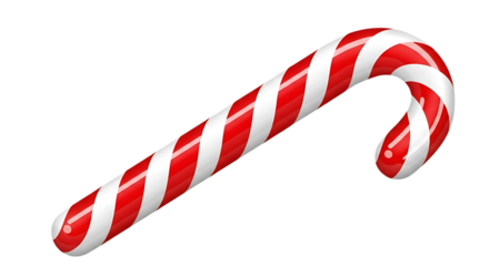 Festive candy cane with bright red stripes offers a sweet holiday treat, ideal for seasonal celebrations and joyful designs that spread Christmas cheer