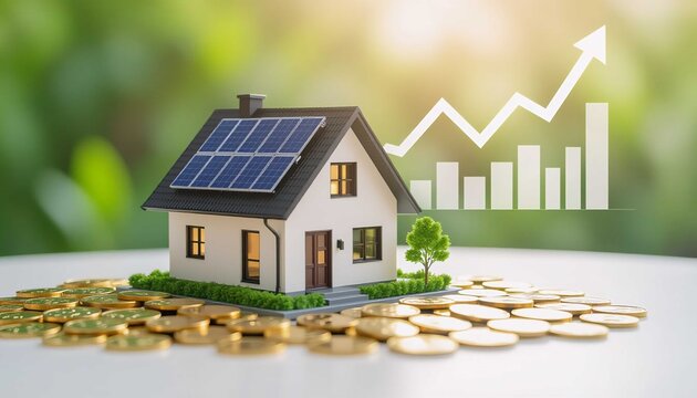 Financial savings and sustainable development using renewable energy on a house roof