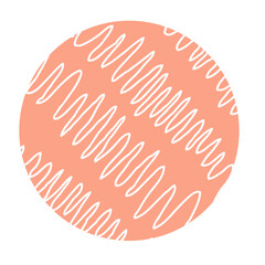 Abstract Circle Pattern With Wavy Lines In Peach And White Colors
