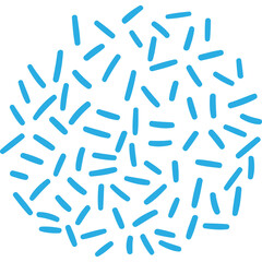 Abstract Circular Pattern Of Scattered Light Blue Dashes On A Transparent Background