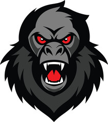 Fototapeta premium Angry gorilla ape head mascot logo vector illustration powerful primate animal icon design for sport team emblem