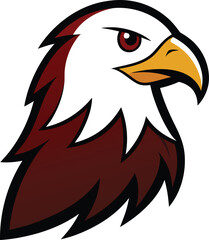 Obraz premium Proud bald eagle head mascot with keen eyes and strong beak, American bird emblem, patriotic animal symbol